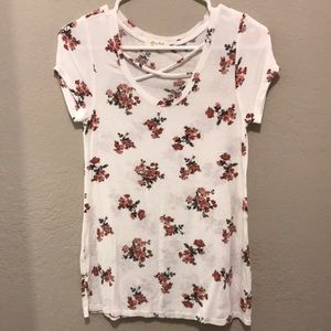 Ultra Flirt Super Soft Floral Cross Tee